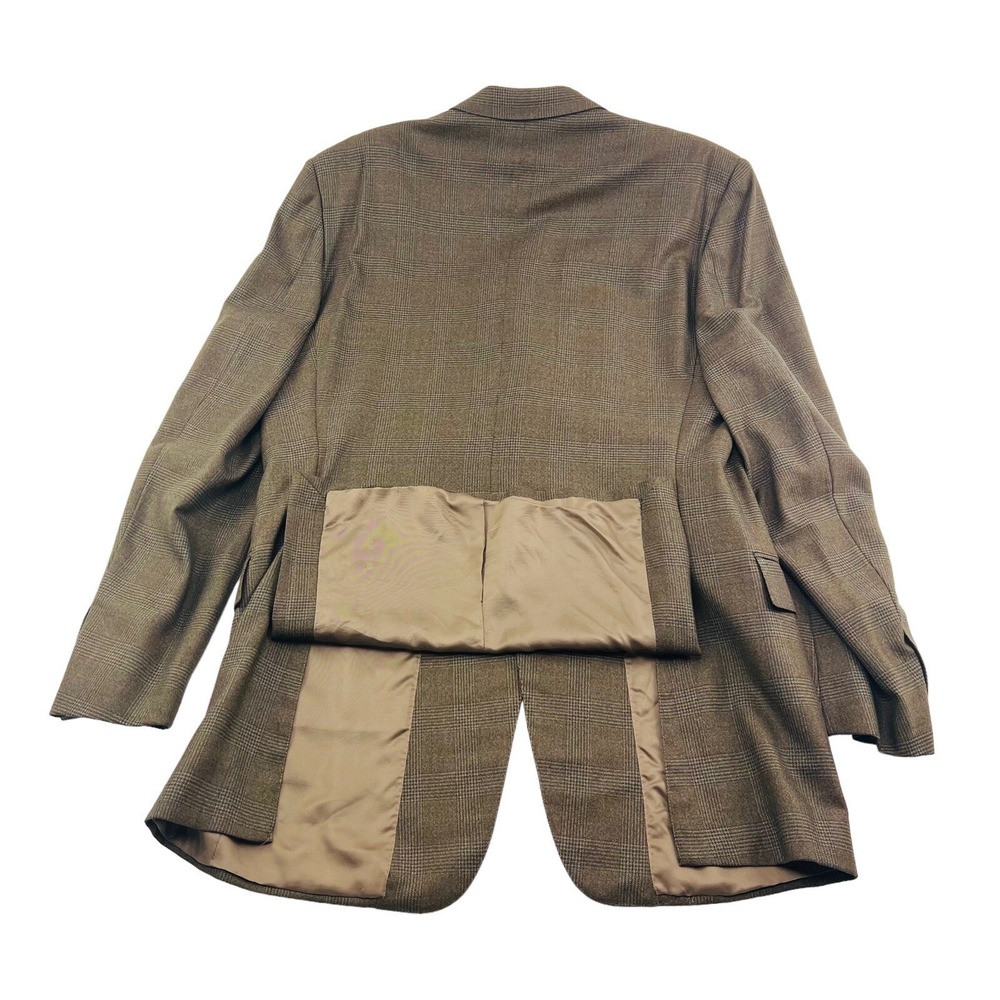 Ermenegildo Zegna Brown & Blue Glen Plaid 3 Button 2 Vent Blazer Mens Size‎ 44L - Picture 7 of 7